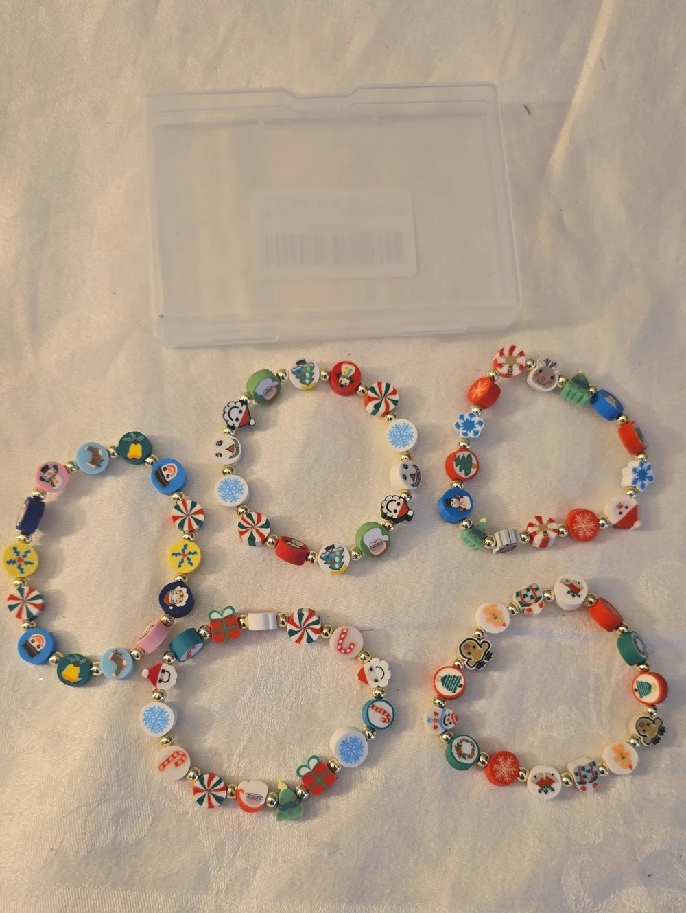 Kids Festive Holiday Beaded Stretch Bracelets - Set of 5 New